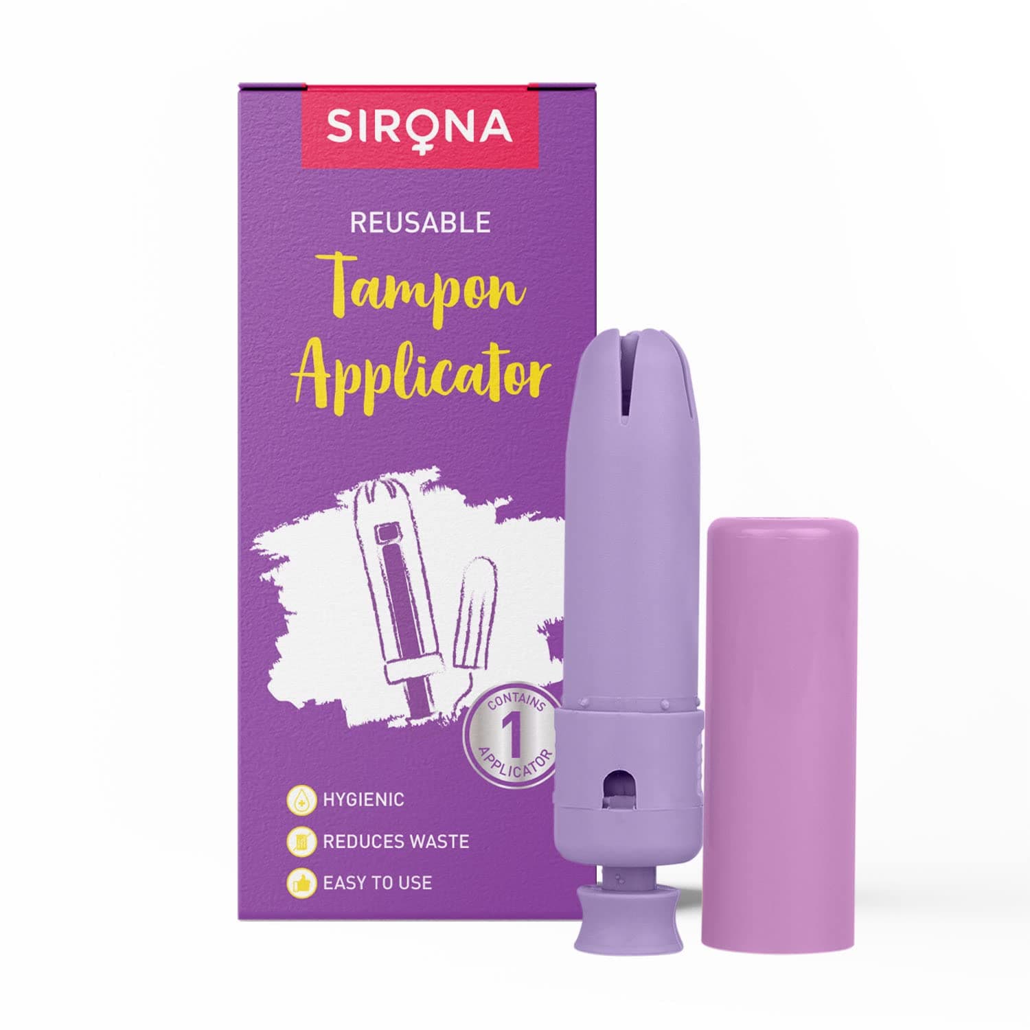 SironaReusable Applicator for Tampons for Women - 1 Unit | For Easy Insertion of Tampons