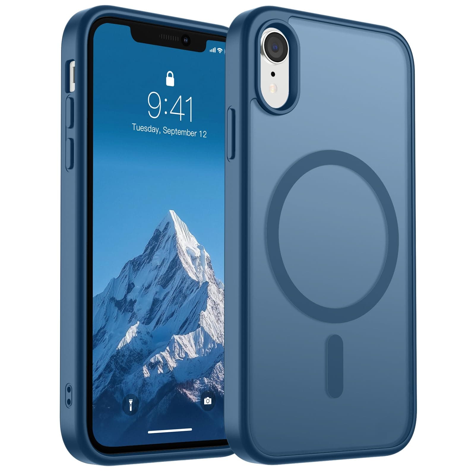 SUPFINE Magnetic for iPhone XR Phone Case(Compatible with MagSafe)(Military Grade Drop Protection) Slim Translucent Matte Shockproof with Anti-Fingerprint Phone Case,Deep Blue