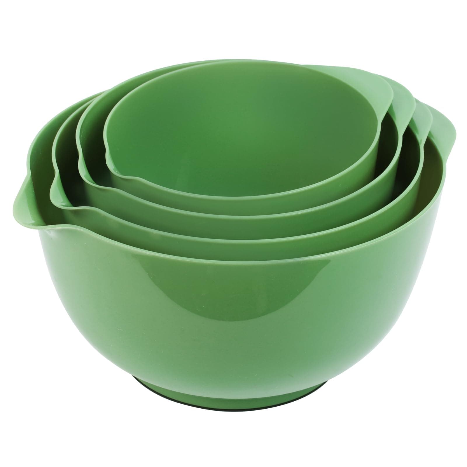 BoxedHome 4 Quart Large Plastic Mixing Bowls, Microwave Safe Mixing Bowl Set with Pour Spout, Nesting Bowls for Space Saving Storage(Grass Green)