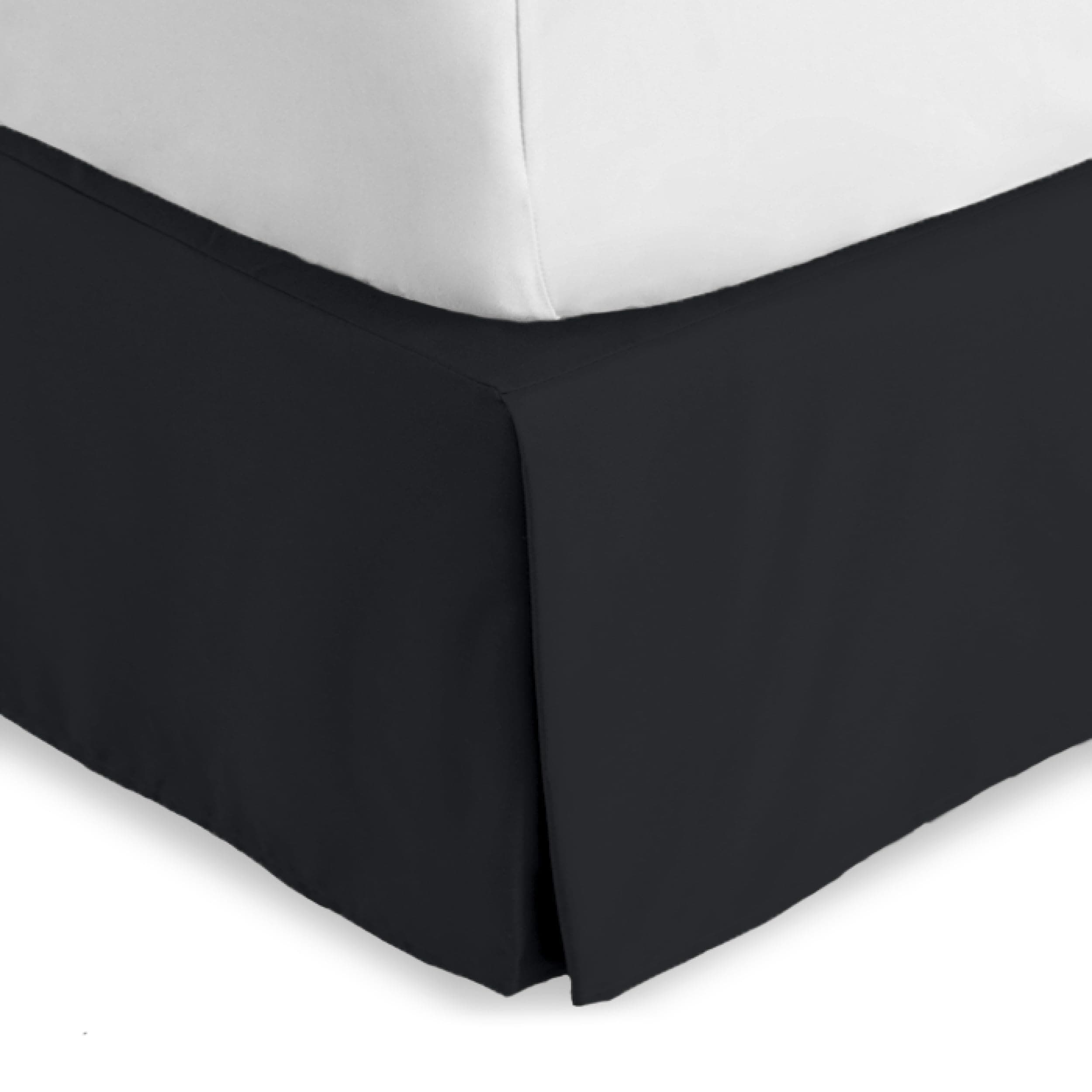Bare Home King Bed Skirt - 15-Inch Tailored Drop Easy Fit - Bed Skirt for Beds - Center & Corner Pleats (King, Black)