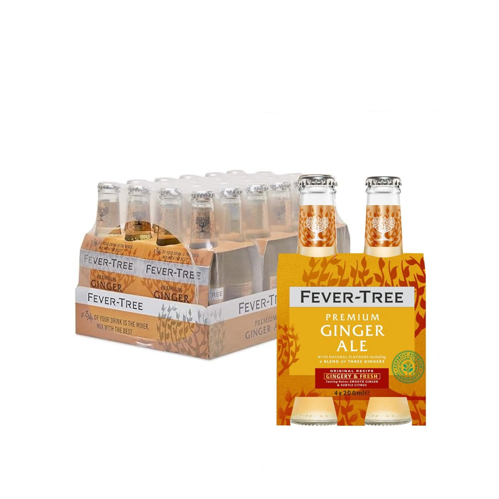 Fever-Tree Ginger Ale 4 x 200 ml (Pack of 6, Total 24 Bottles)
