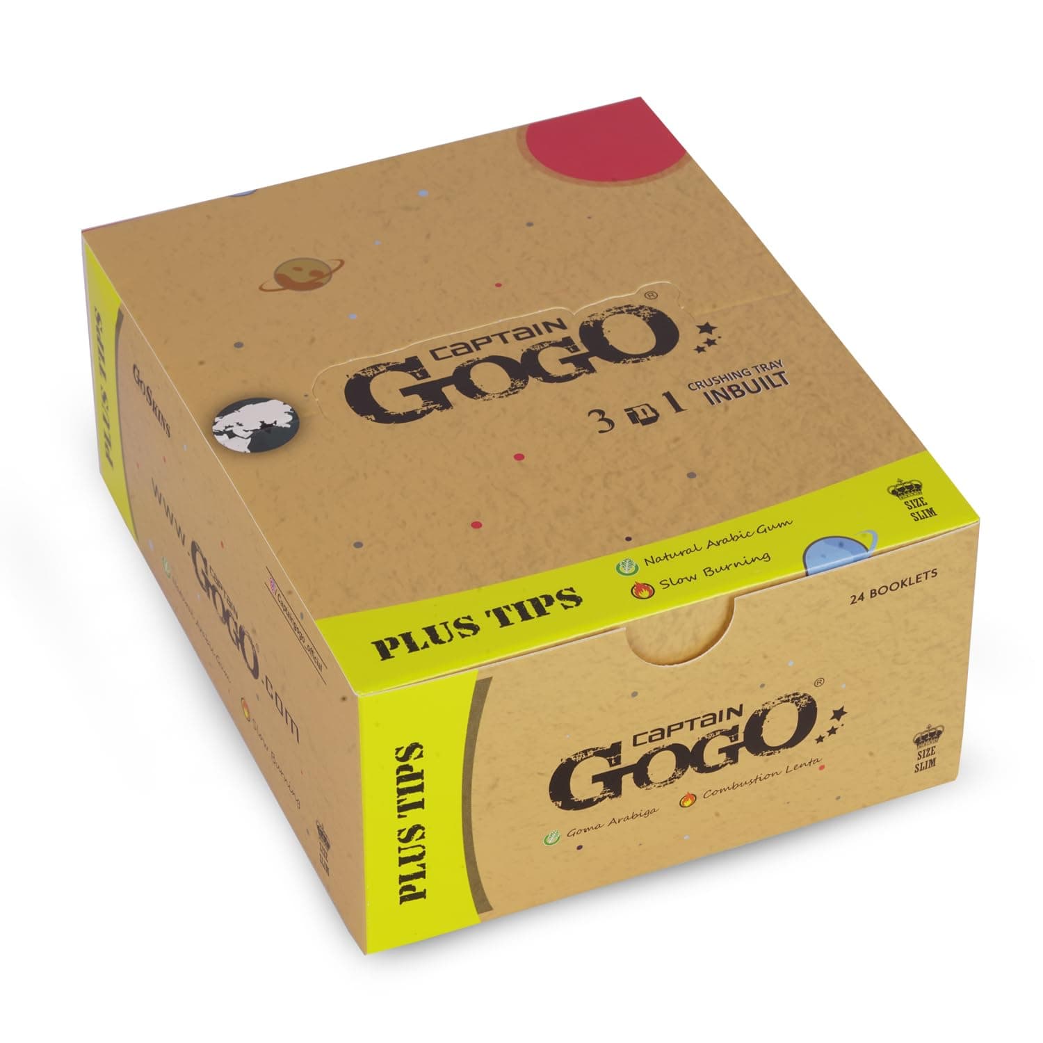 Captain GoGo PlusTips King size Rolling paper pack of 24 Unbleaches smoking paper(864 sheet))