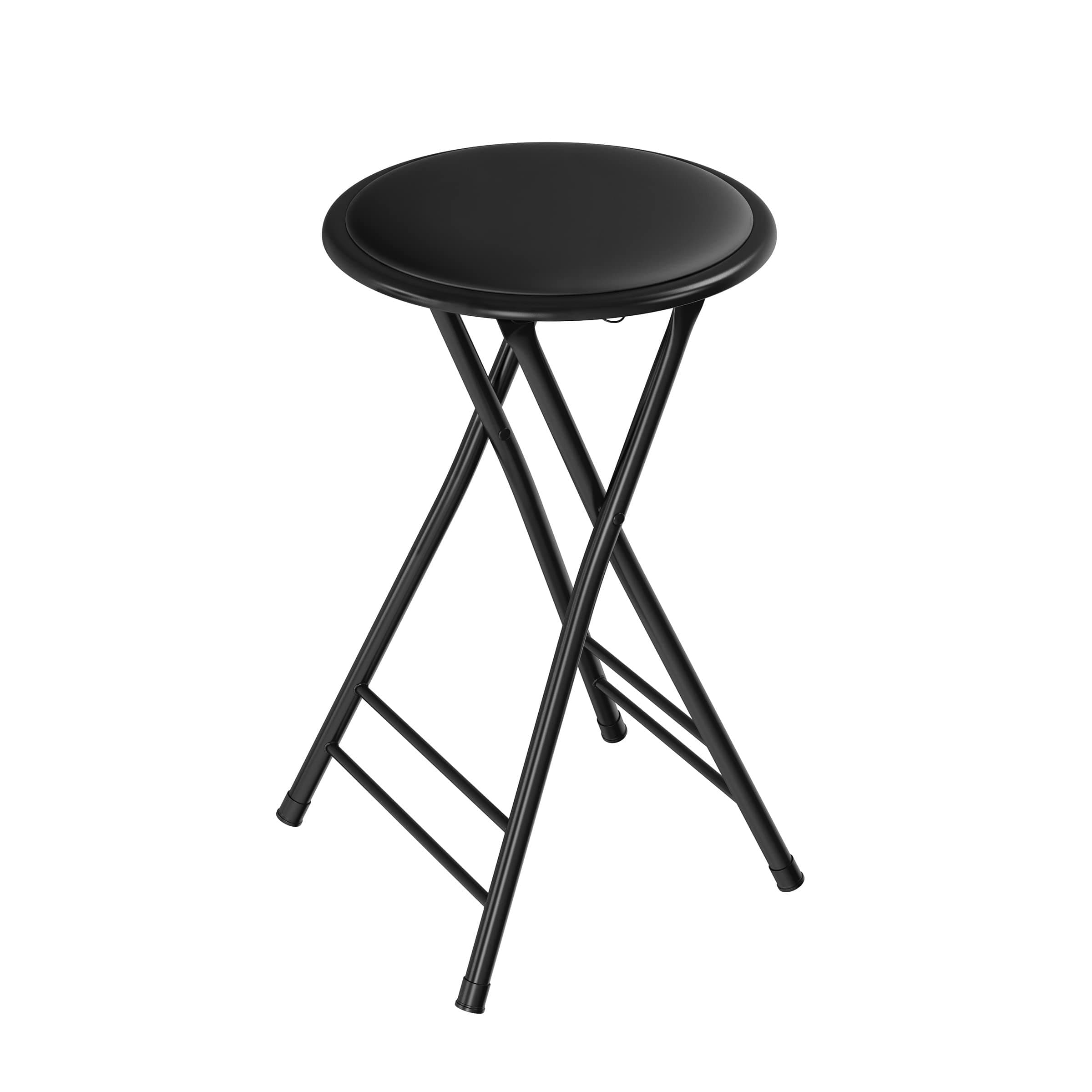 Lavish Home Folding Stool - Backless 24-Inch Stool with 225lb Capacity for Kitchen or Rec Room - Portable Indoor Counter Bar Stools by Trademark (Black)