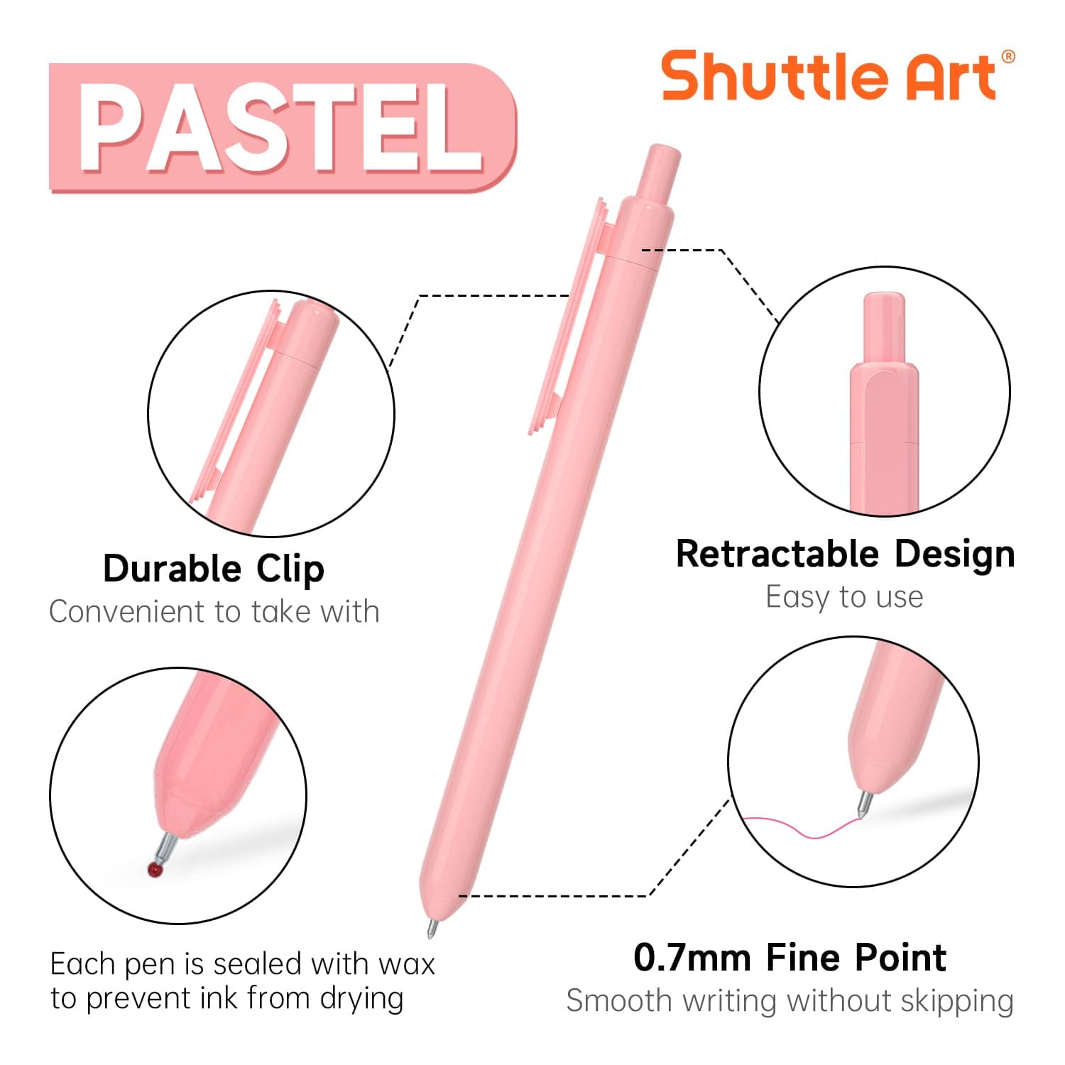 Shuttle Art 10 Pack Pastel Retractable Gel Pens Pastel Ink