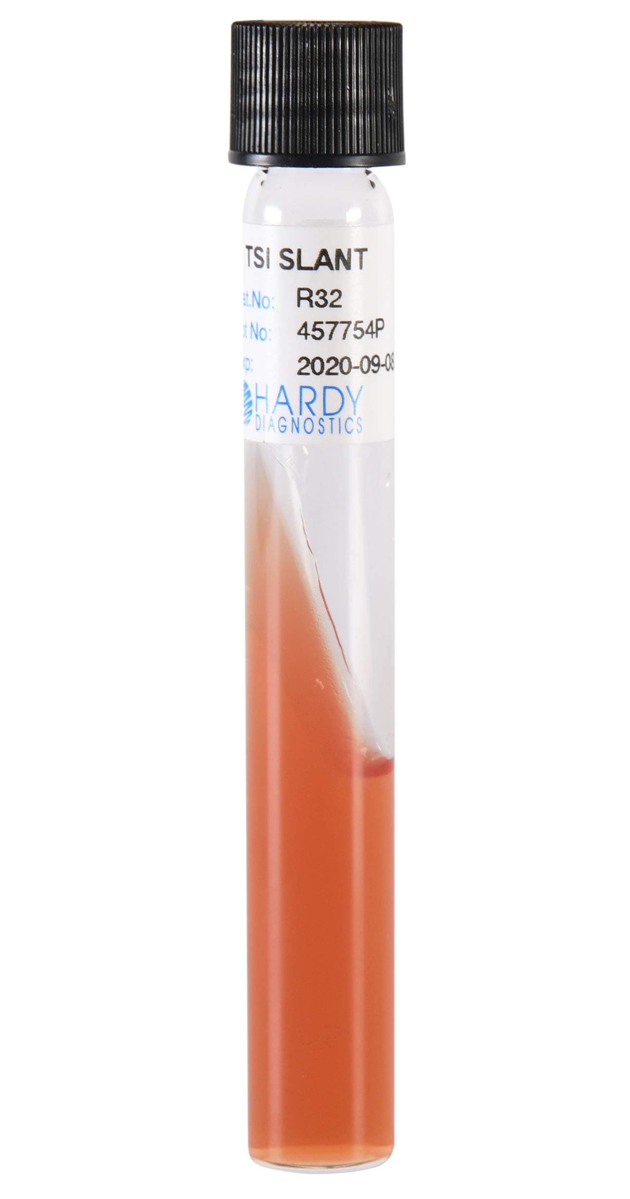 TSI (Triple Sugar Iron) Agar Slant, for the Identification of Enteric Bacteria, 4ml Fill, 13x100mm Tube, Order by the Package of 20, by Hardy Diagnostics
