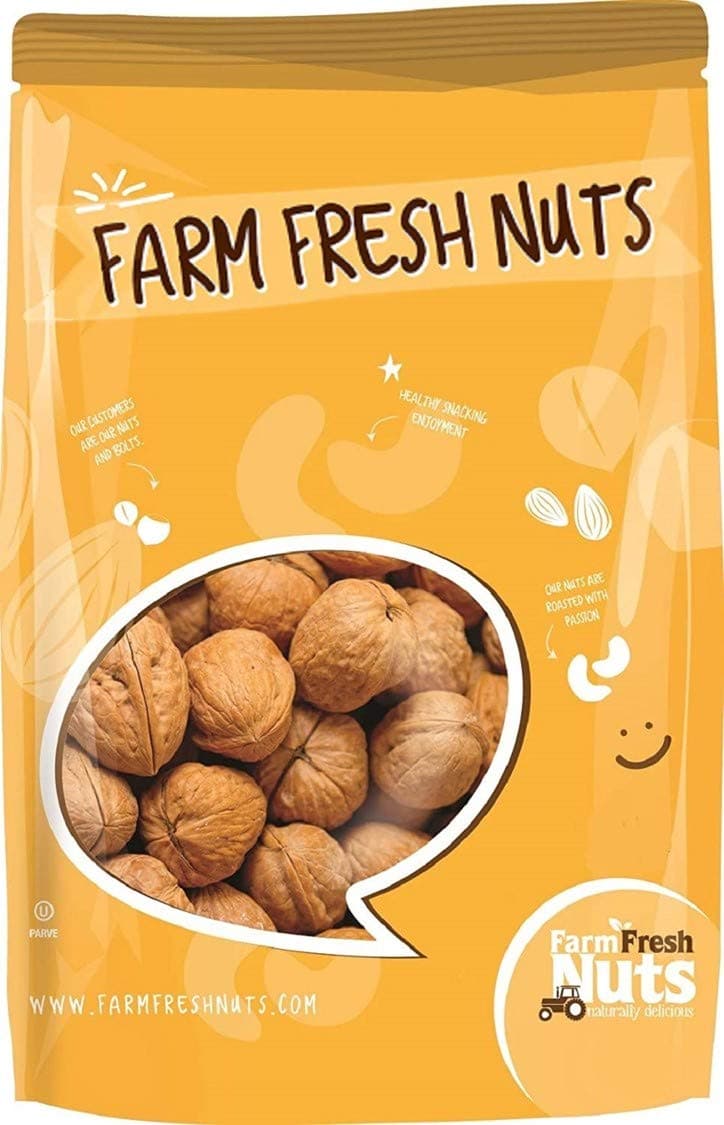 - In Shell Walnuts (4 Lbs.) - Large Natural California Walnuts - Great Source of Omega 3 - Fresh New Crop - Bursting with Flavor - Farm Fresh Nuts Brand