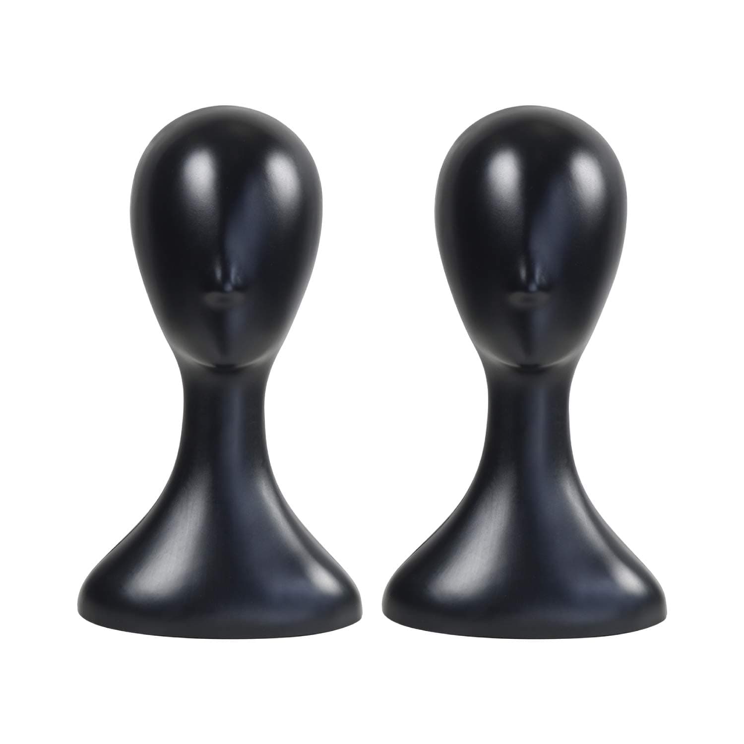 16 Inch 2 Packs!! Studio Limited Professional Plastic Mannequin Head (Black), Durable Women Model Wig Stand Display Styling Making Display Holder with Jack for Hat, Mask, Headdress, Necklace