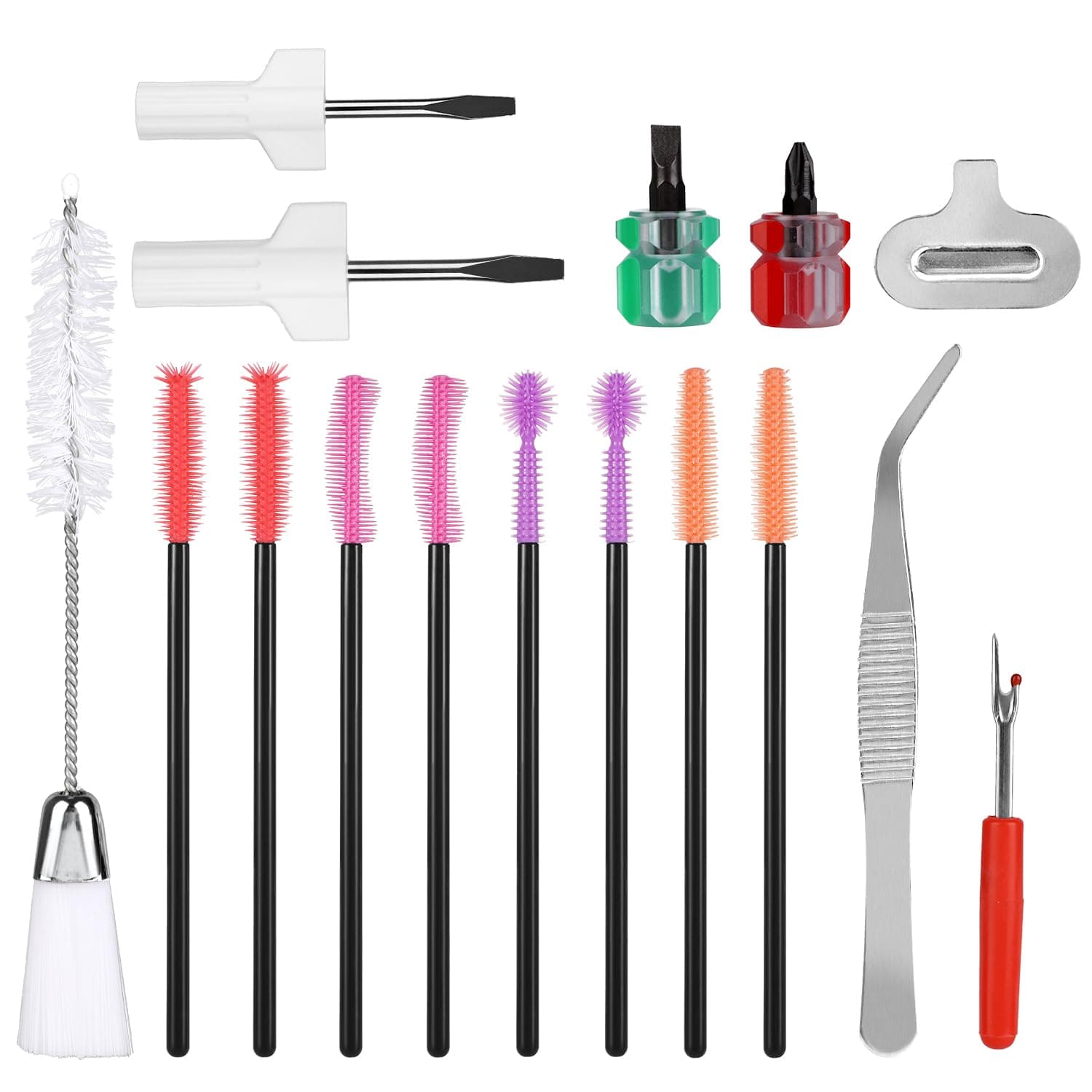 16pcs Sewing Machine Cleaning Kit, Sewing Machine Crevice Cleaning Tools Including Dual-Head Brush Screwdriver Silicone Brush Tweezers Seam Ripper Sewing Machine Repair Accessories