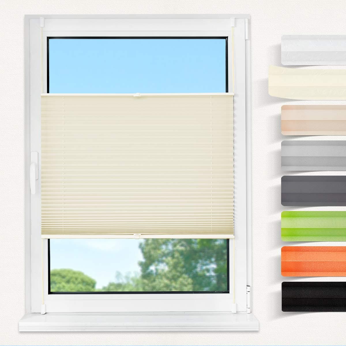 Pleated Sun Blind 100 120 200 55 x 200 cm beige