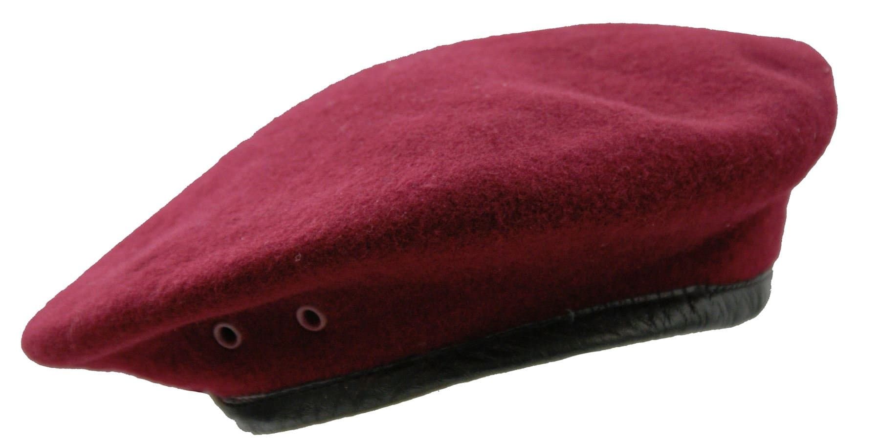 British Army Style Wool Mens Beret Hat Cap Leather Band