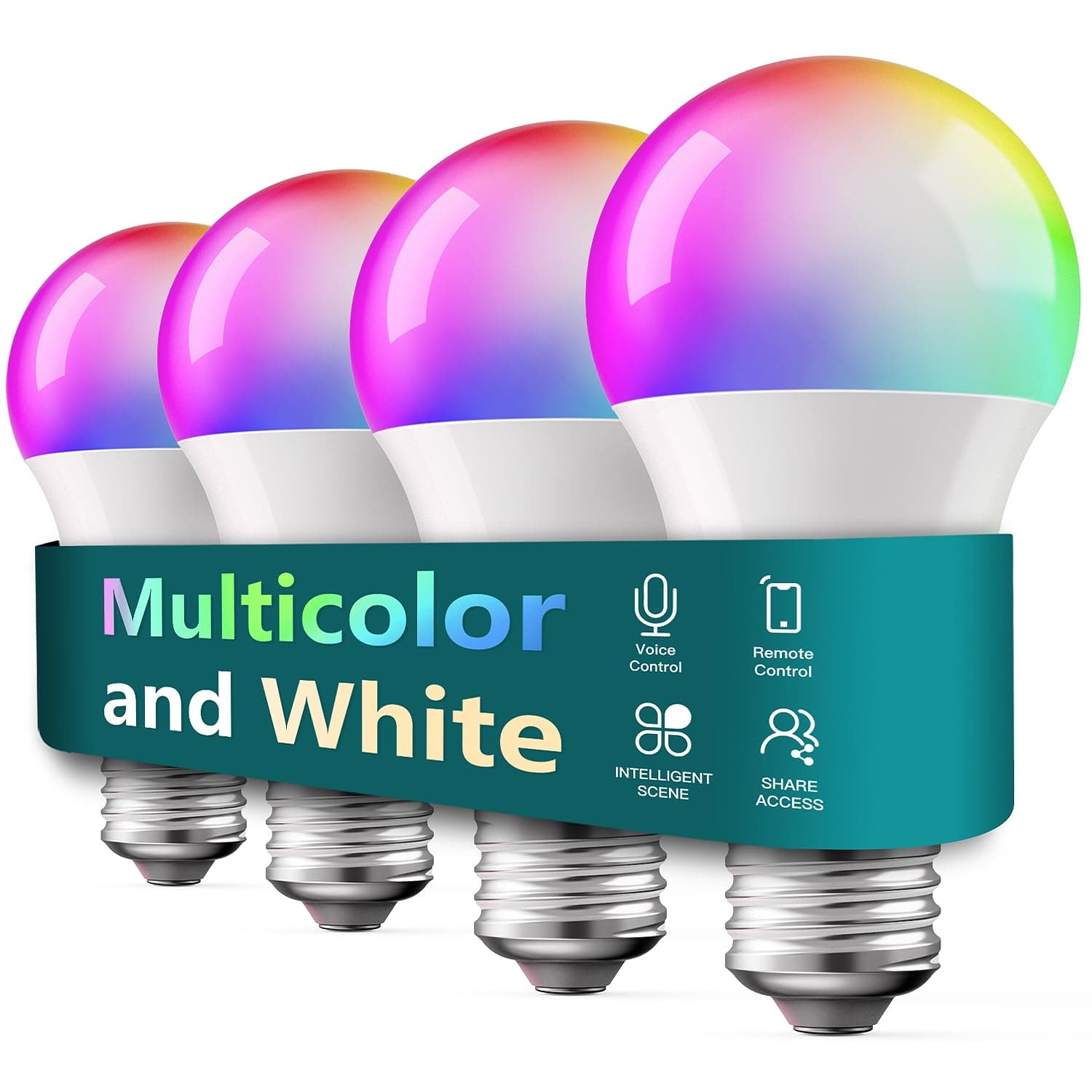 MOO Tooth Stain Remover, Stain Eraser Teeth, Smart Bulb 4 Pack, Music Sync Color Changing Light Bulb (2)
