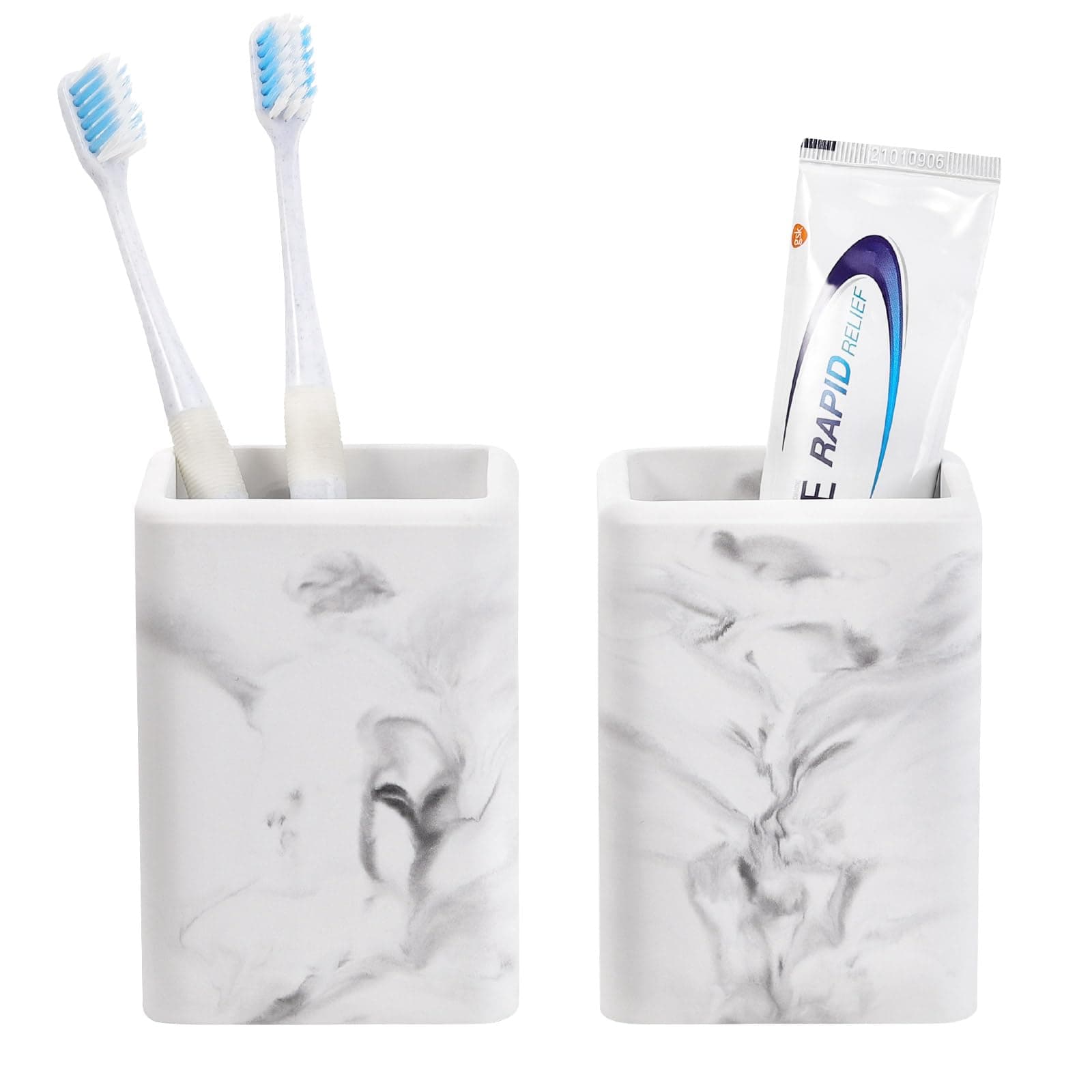 Luxspire Toothbrush Holders 2 Pack, Fast Drying Toothbrush Holders for Bathroom, Diatomite Toothbrush Cups Electric Toothbrush and Toothpaste Holder for Bathroom Countertop, Marble