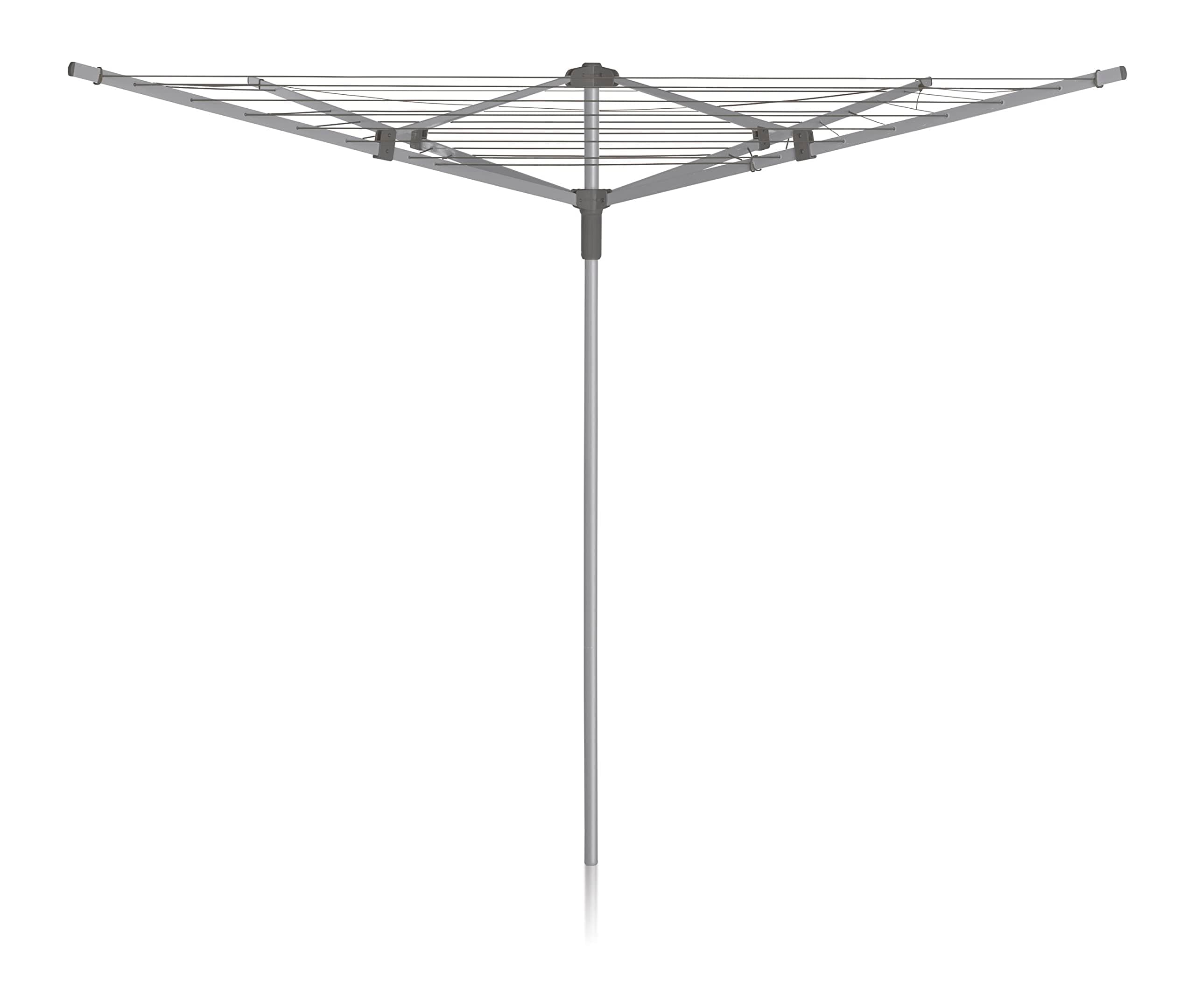 40m 4 Arm Rotary Washing Line (Grey) Multiple Tension Adjustment, Folding Outdoor Rotating Clothes Dryer & Ground Spike MOB, Metallic