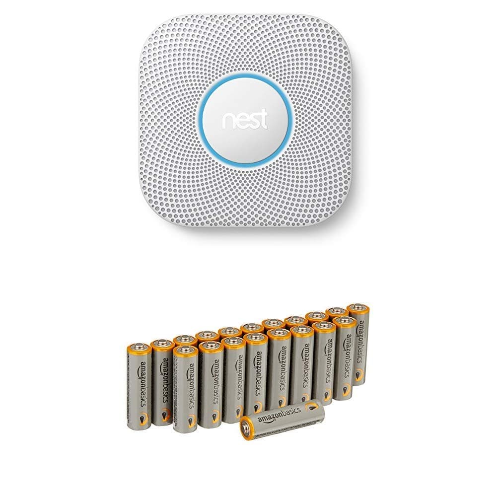 Nest Protect 2nd Generation Smoke + Carbon Monoxide Alarm (Wired) with Amazon Basics Batteries