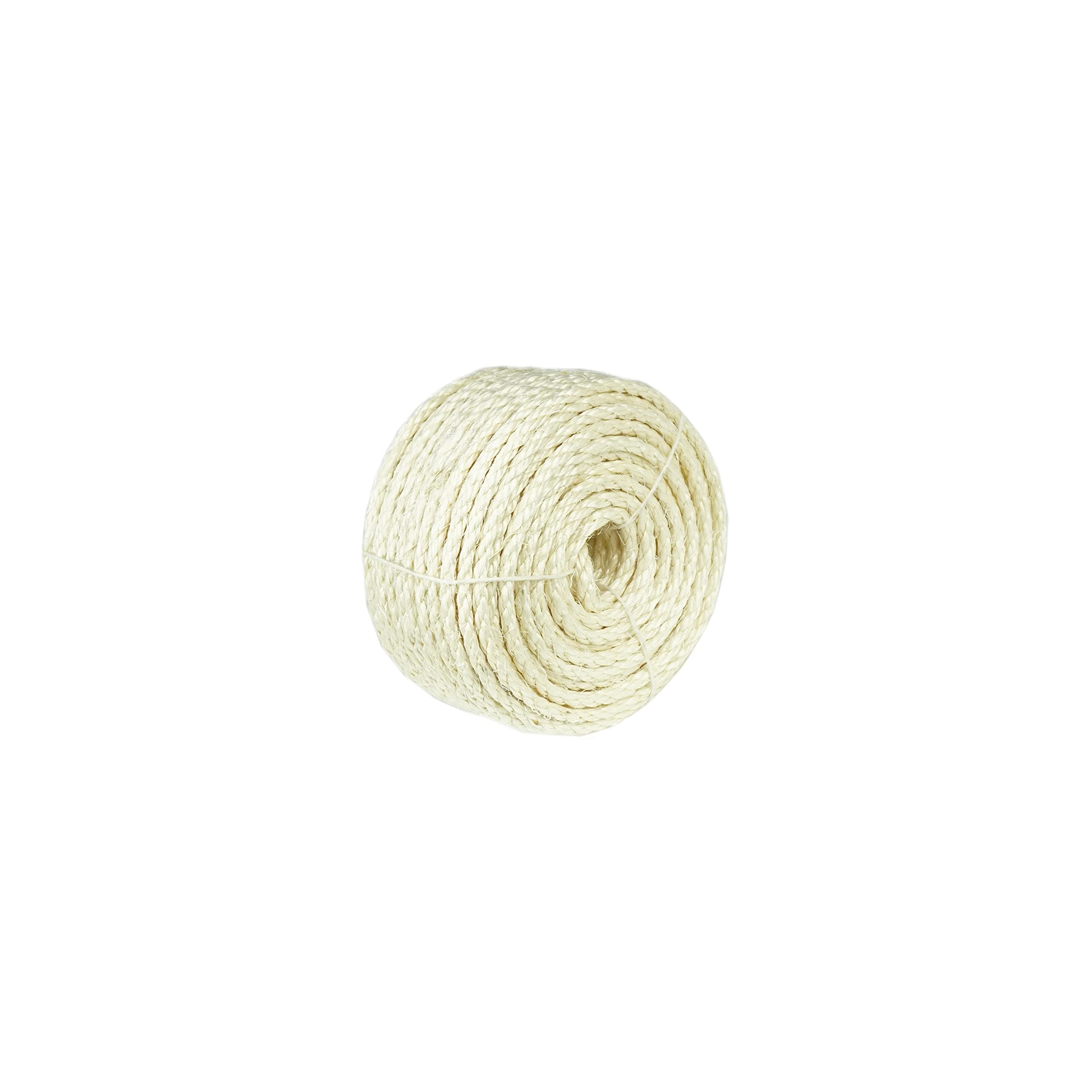 Natural Sisal White Rope for Cat Scratching Post Replacement, 100 Feet / 50 Feet Hemp Rope for Repairing, Recovering or DIY Cat Scratcher, 1/4 Inch Diameter