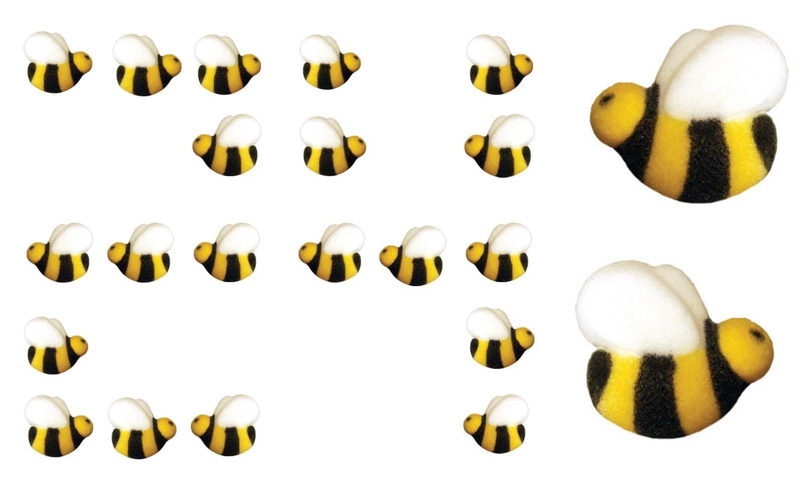 Bees Cake Decorations- Bumble Bee Shaped Edible Hard Sugar Decorations, 24 pcs by R.U.S. Candy Company