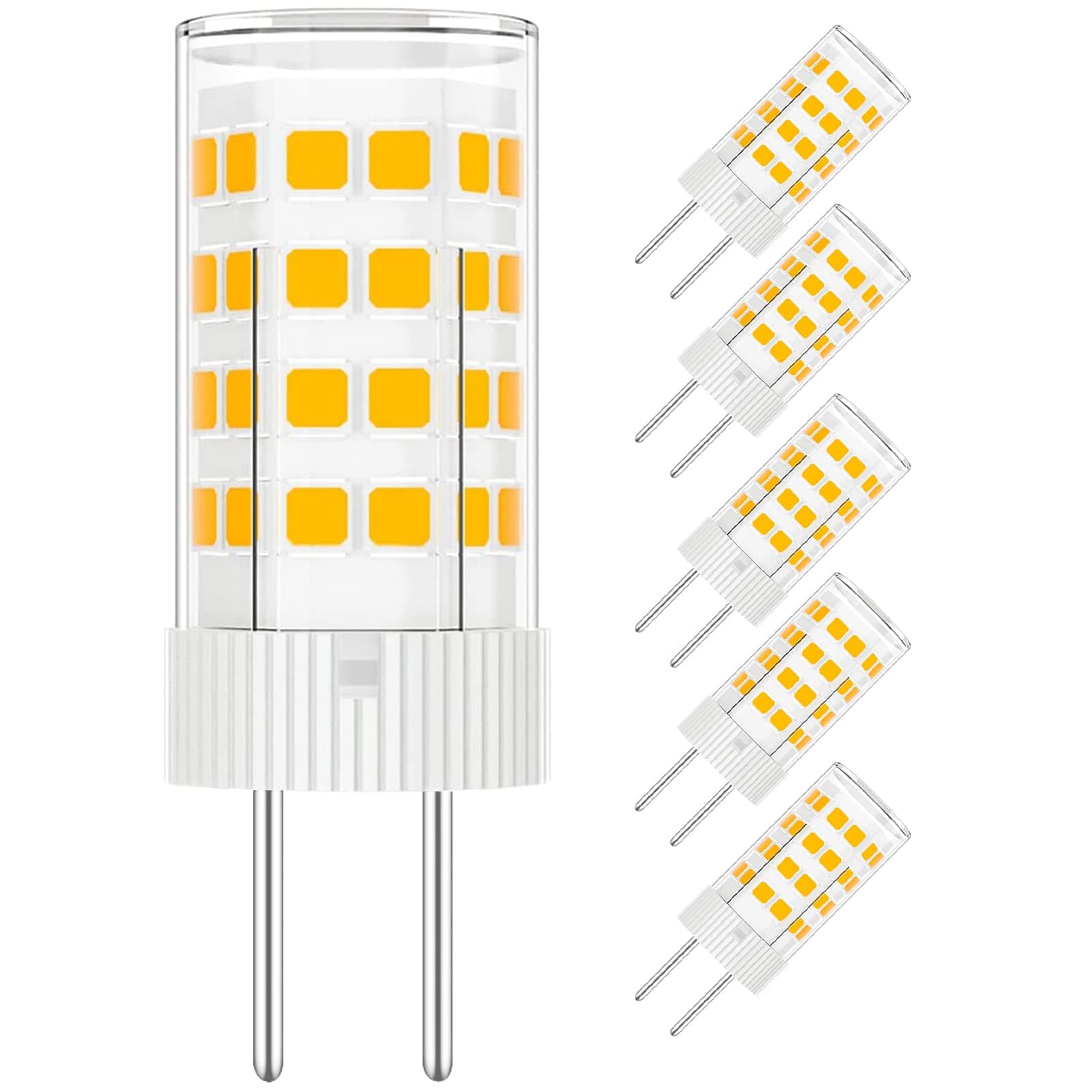 GY6.35 LED Bulb, 35W-40W Halogen Equivalent, AC/DC 12V 4W 400LM, Warm White 3000K, T3 JC Type Bi-pin Base Light Bulbs for Landscape Lighting, Pendant Light, Desk Lamp, Non-dimmable, 5-Pack