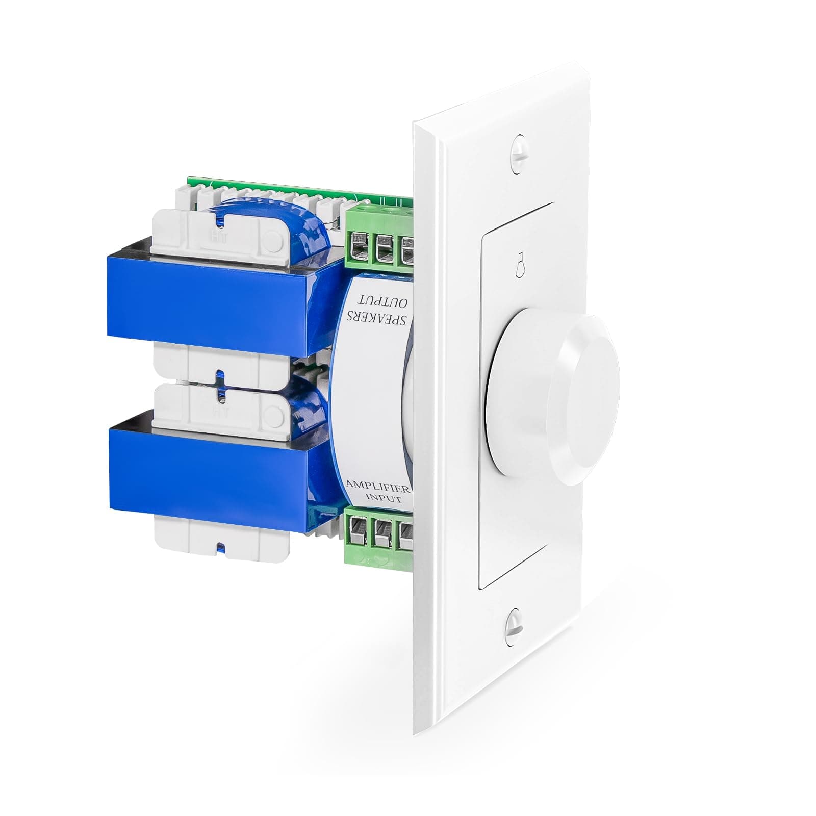 RECOIL VC-R100 100W Impedance Matching Wall Mount Volume Control Knob, Flush in-Wall Plate Rotary Knob for Hi-Fi Home Audio, for Dedicated Audio Zone Volume Adjustment, White Ivory Plates Included