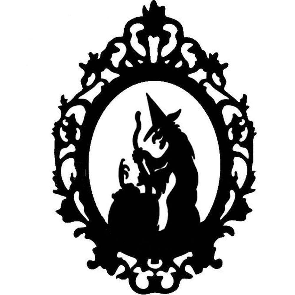 Halloween Gothic Sticker Haunted Grim Ghost Grim Zombie Witch Black Cat Wall Window Home Weatherproof Vinyl Decal (Cauldron Witch)