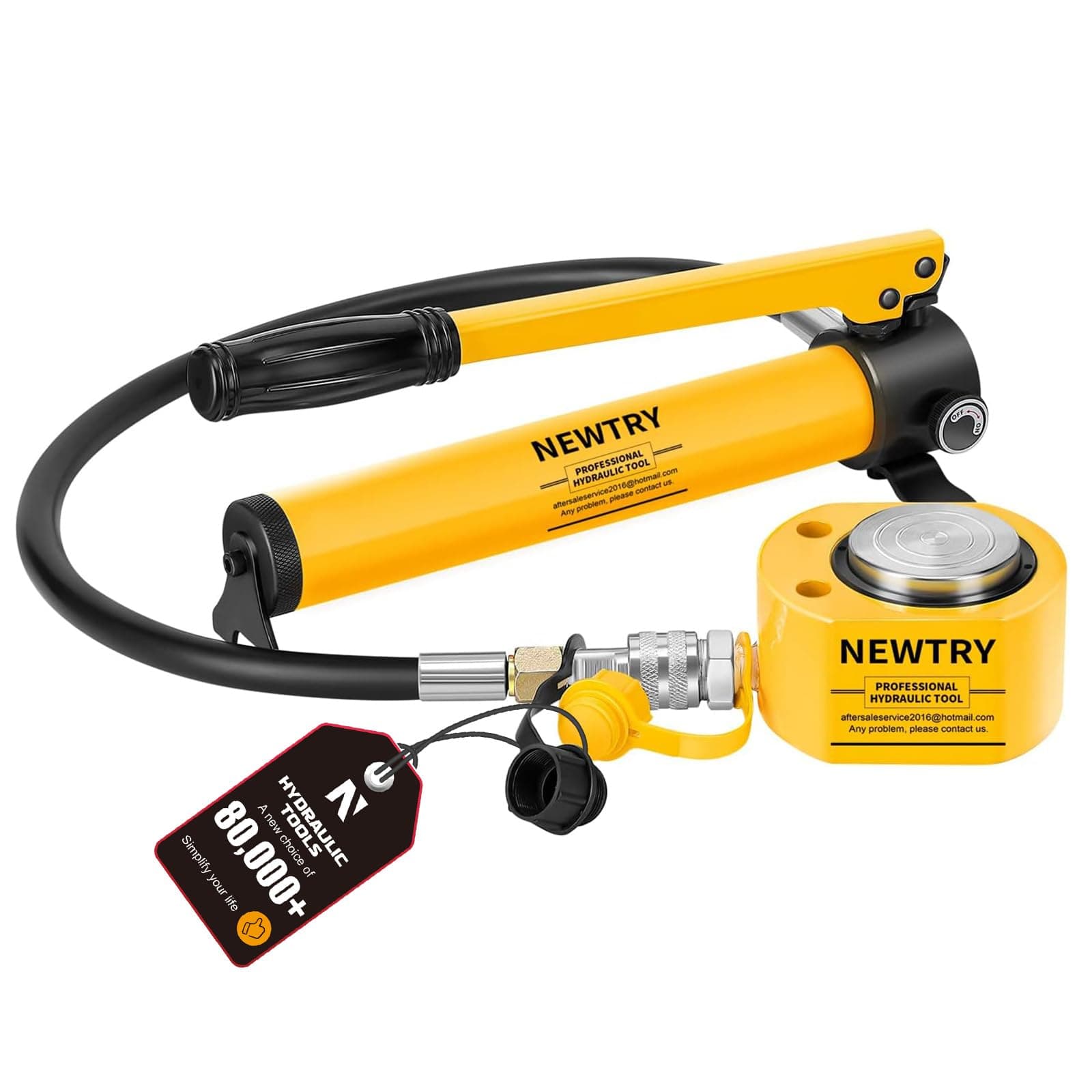 NEWTRY 5T Low Profile Hydraulic Jack Porta Power Kit + CP-180 Manual Hydraulic Hand Pump, Industrial Mini Hydraulic Cylinder, Stroke 0.24”