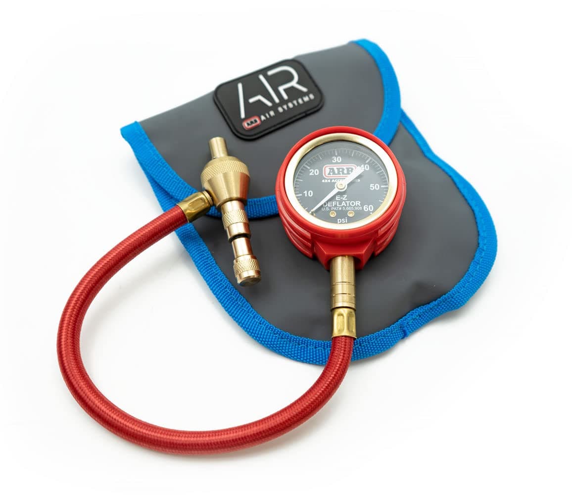 ARB600 E-Z Deflator Kit 10-60 PSI 0-4 BAR Tire Pressure Gauge Rapid Air Down for Offroad Include Recovery Gear Pouch