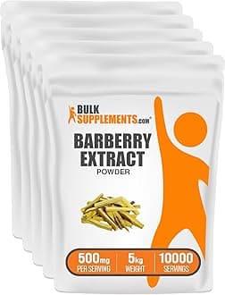 BulkSupplements.com Barberry Extract Powder - Herbal Supplement - Vegan & Gluten Free, 500mg per Serving, 1kg (2.2 lbs) (Pack of 5)