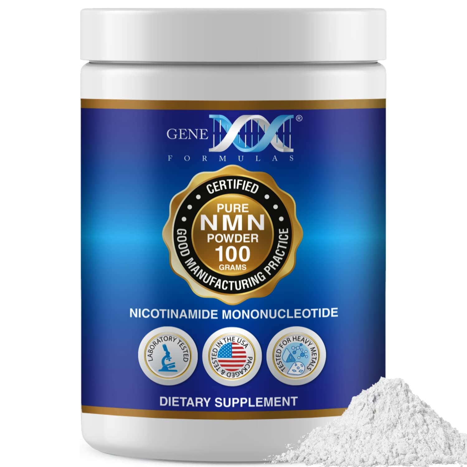 Pure NMN Powder 100 Grams, Instant Dissolve, Shelf Stable, Non-Synthetic, PVP Free, Ultra-Low Density, 99.9% Pure NMN, Made in a US-Based, GMP, NSF & FSSC 22000 Certified Facility