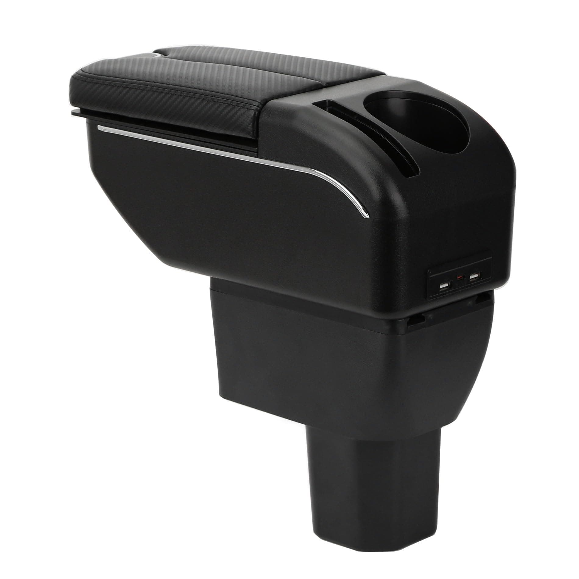 Armrest Compatible with Suzuki Ignis 2017-2025 Center Console Organizer Box Double Door Style Usable for Elbow Support (Carbon Fiber Style)