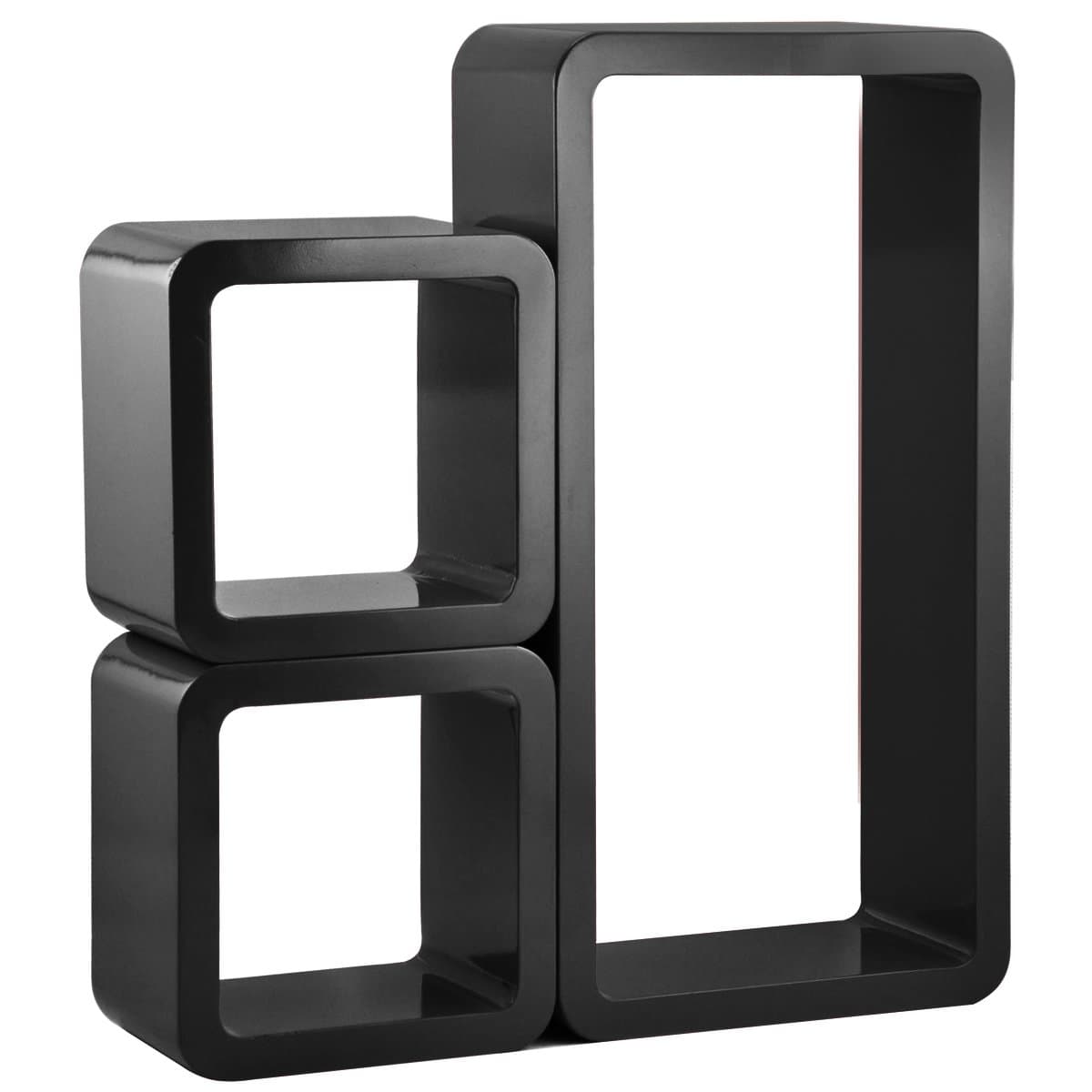 SWT Wall Rectangle Set of 3 Floating Shelves Storage Display Cubes Shelf