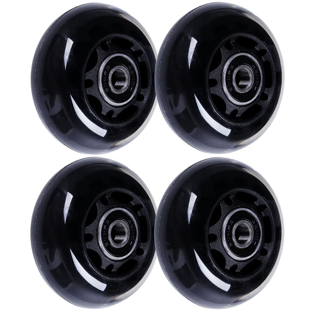 64mm Inline Skate Wheels 85a Roller Hockey Replacement Wheels w/Bearings for Pelican Storm Case, Roller Board Bag, Luggage Suitcase, Water Rower Seat, Steady Rest Wood Lathe (4-Pack)
