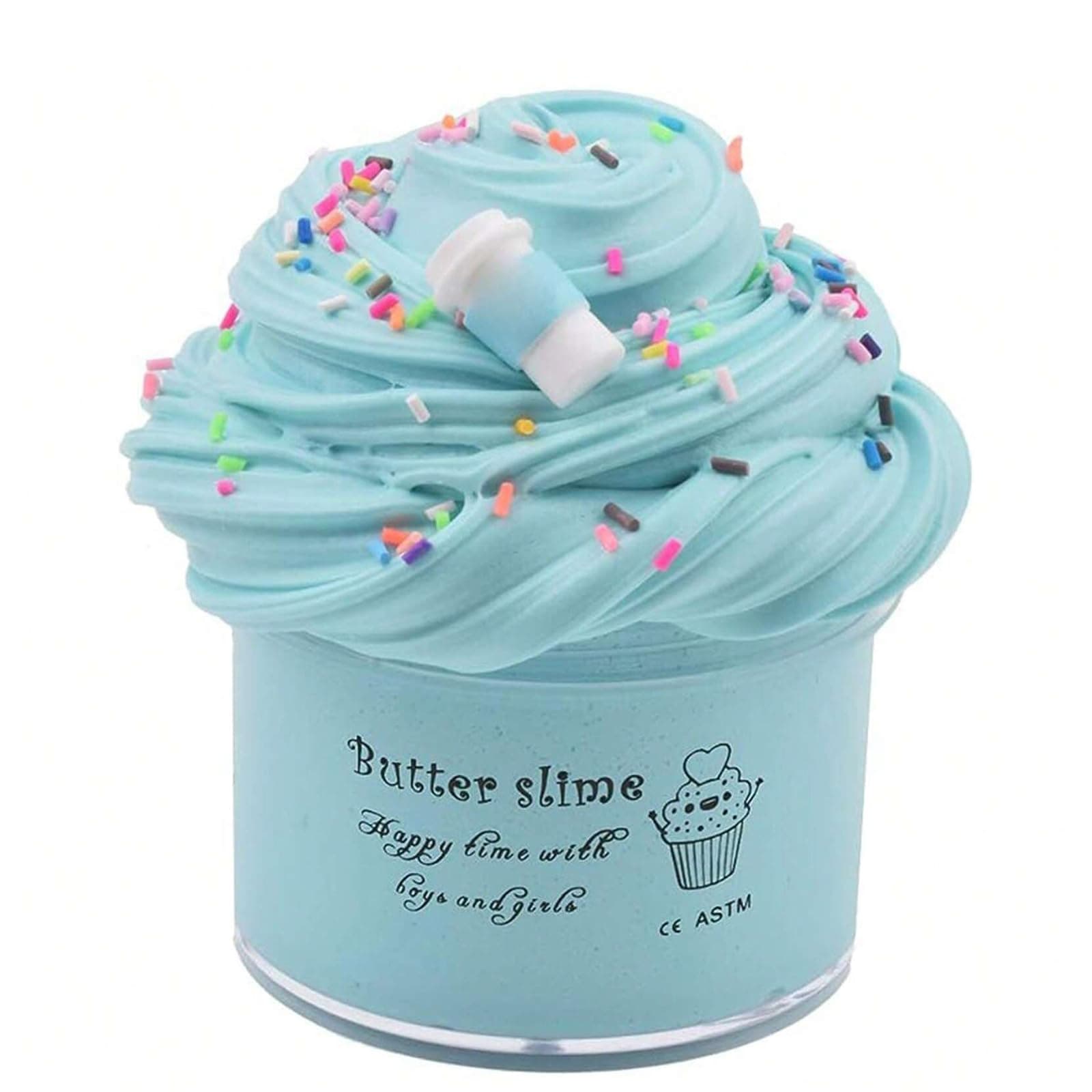 Blue Latte Butter Slime,Coffe Cup Scented Slime,Strechy Non-Sticky, Stress Relief Toy for Girls and Boys