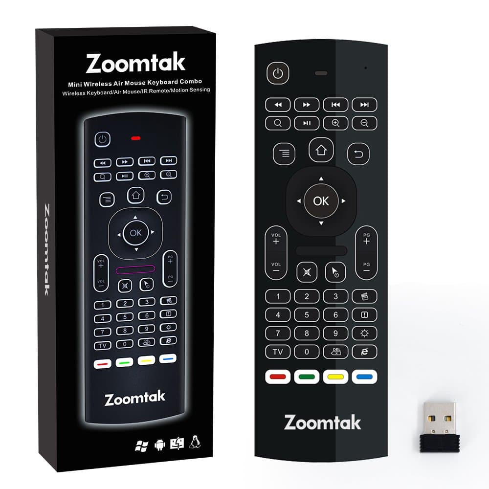 Zoomtak 2.4G Wireless Mini Keyboard Multifunctional Backlit with Infrared Remote Learning for Android Tv Box, IPTV,HTPC, PS3, Xbox 360, Windows, MAC, Linux OS
