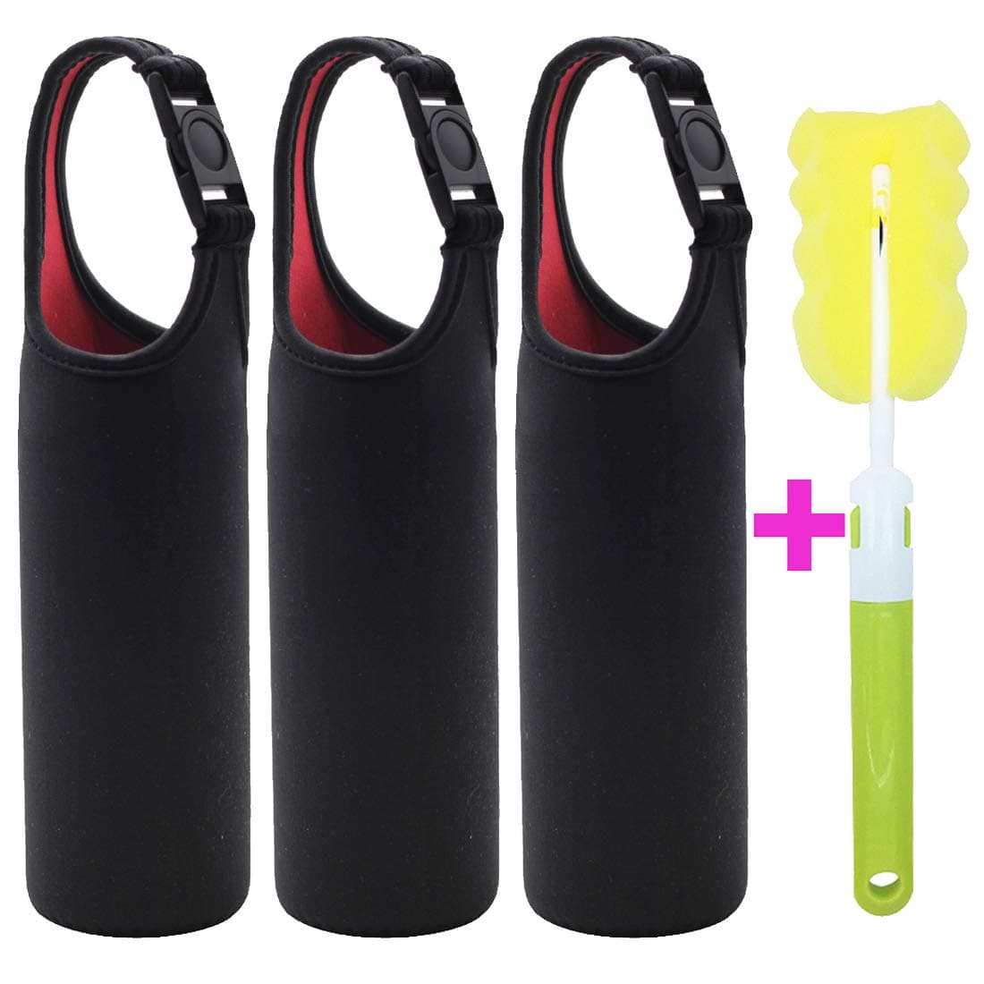 3 Pack 16 oz - 21 oz Neoprene Water Bottle Sleeve 16.9oz Portable Bottle Cooler Cover Holder Strap for Outdoor