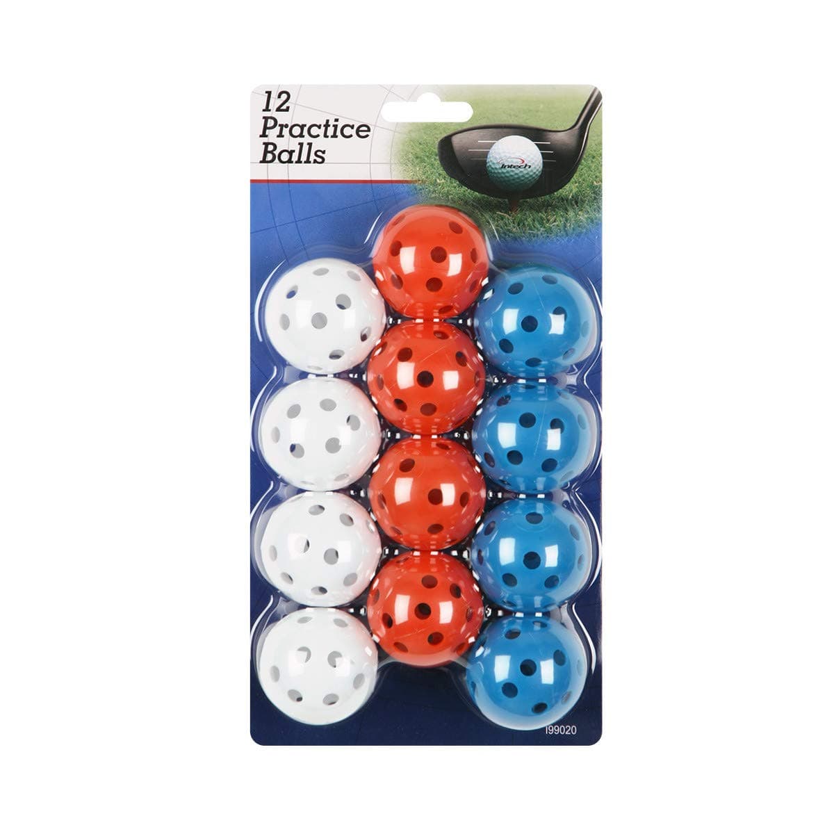 IntechPractice Golf Balls with Holes, Perforated, Limited Flight Plastic Golf Balls for Indoor and Backyard Fun (Assorted Colors)