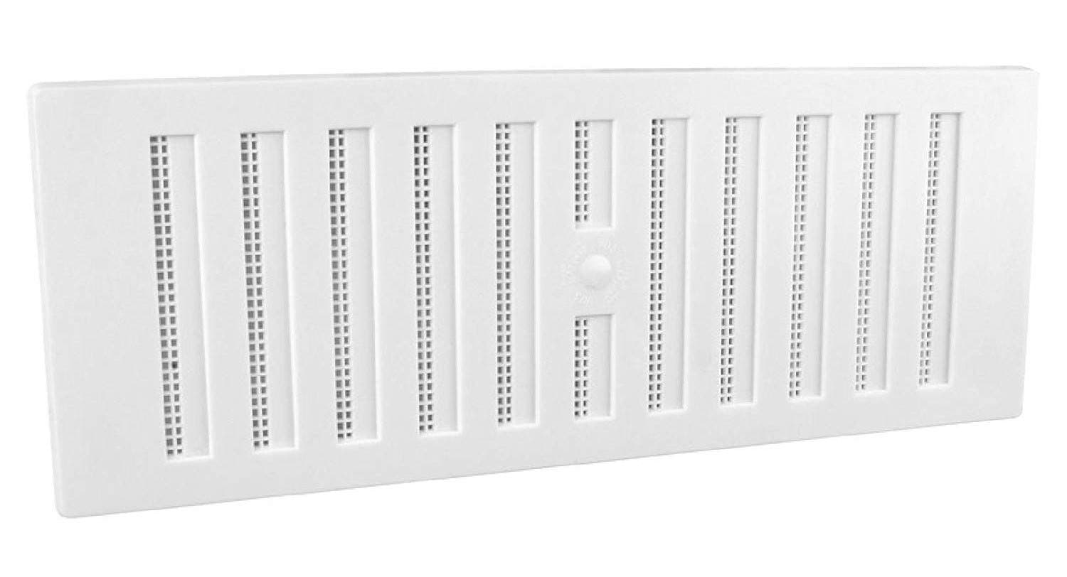 9" x 3" White Plastic Adjustable Hit and Miss Air Vent Grille with Flyscreen Cover, Note: Overall Size of Vent is 280mm x 105mm