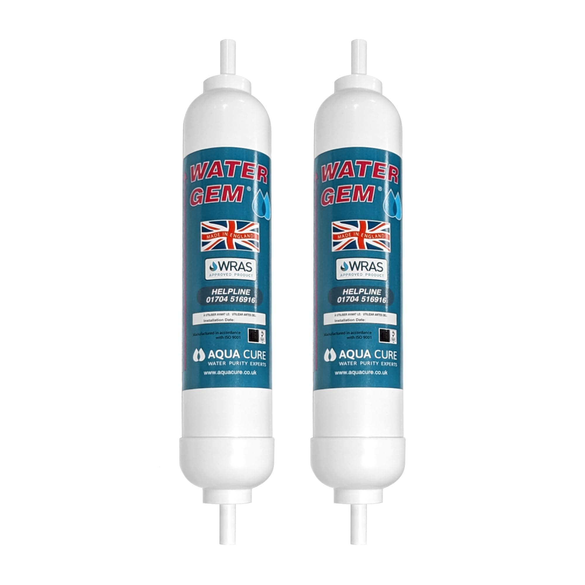 Under Sink Filter System Replacement Inline Filter | Kitchen Tap Water Filter Cartridge | Universal 3/8" Male Stem Filter for Chlorine, Taste, Odour and Scale (2 Pack)