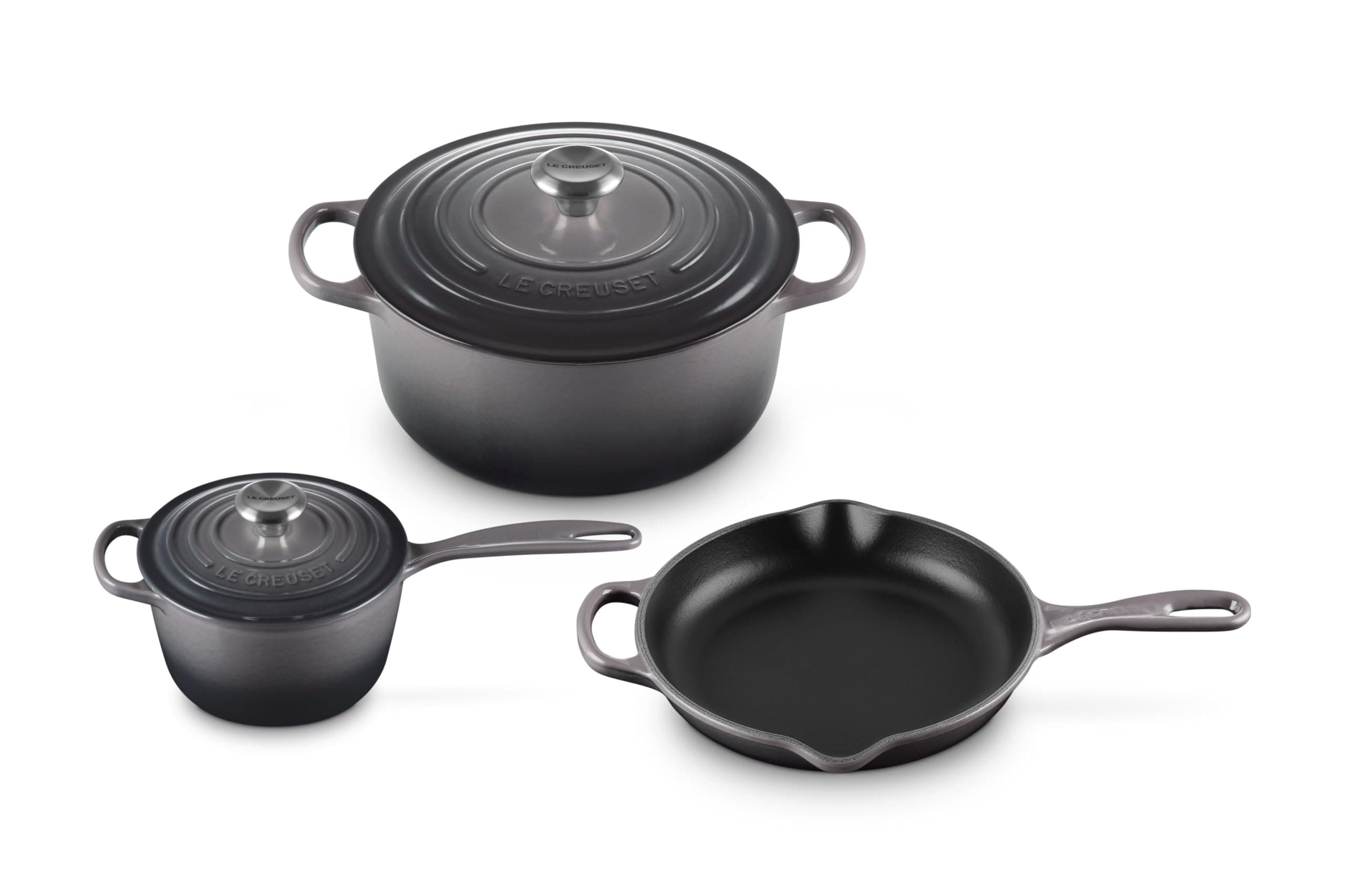Enameled Cast Iron Signature Cookware Set, 5 pc, Oyster