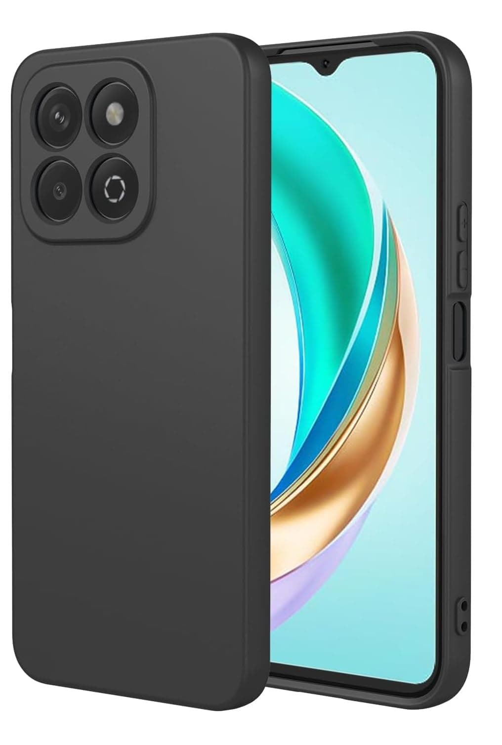 Case for Honor X6b, Liquid Gel Rubber Bumper Case with Soft Microfiber Lining Cushion Slim Shockproof Protective with Camera Protection Cover for Honor X6b 2024 (Black)