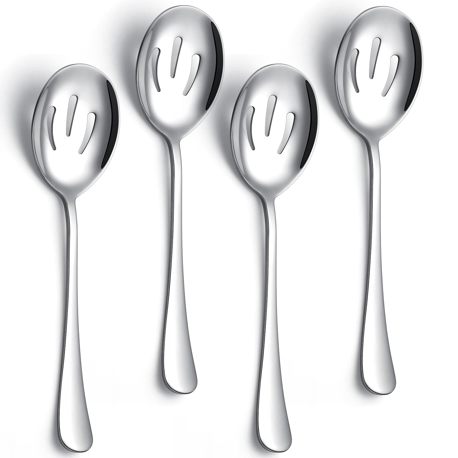 Serving Spoons 8.7 Inches Slotted Serving Spoon Large Cutlery for Catering Buffet, Mirror Polished, Dishwasher Safe, 4 Pieces