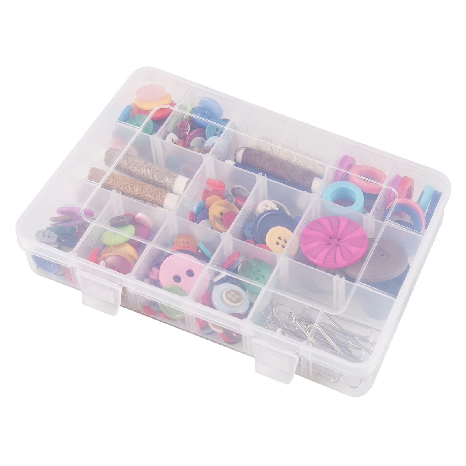 Exptolii 18 Grids Plastic Organizer Box with Dividers, Clear Compartment Container Storage for Beads Crafts Jewelry Fishing Tackles, Size 7.9 x 6.2 x 1.2 in