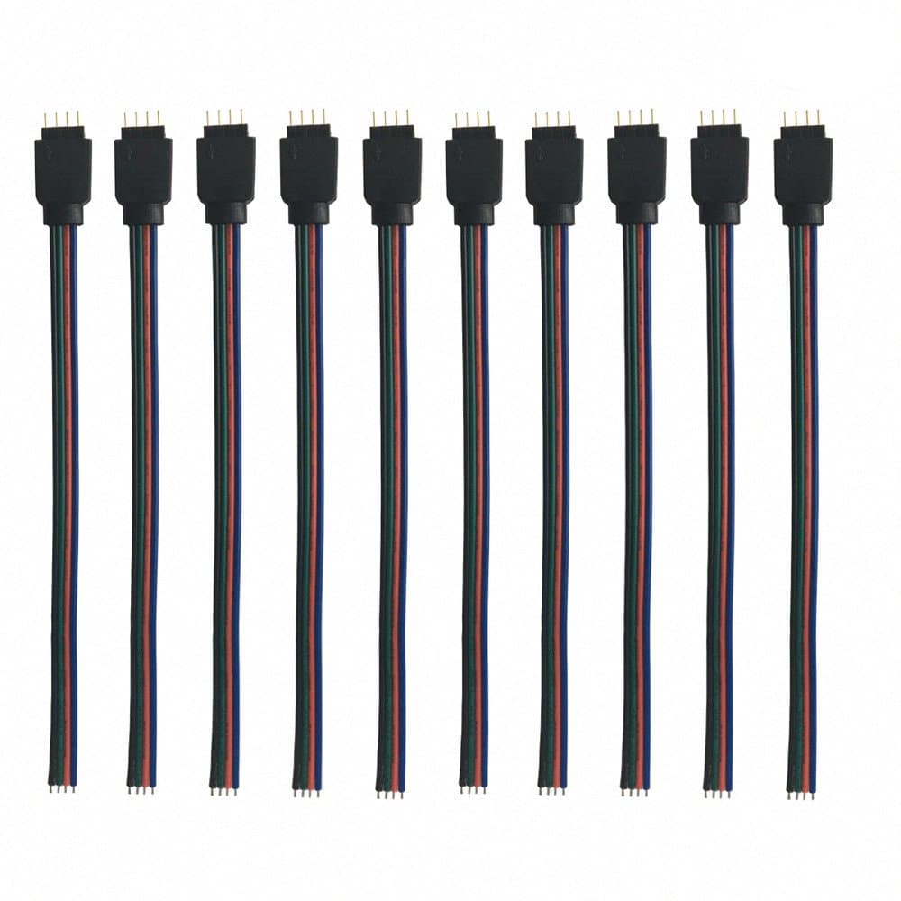 10 pcs/Pack 5.9 inch / 150 mm 4 Pin RGB LED Strip Lights Extension Cable Connector,4 PIN RGB Male and Female Connector Wire Cable for 3528 5050 SMD LED Strip