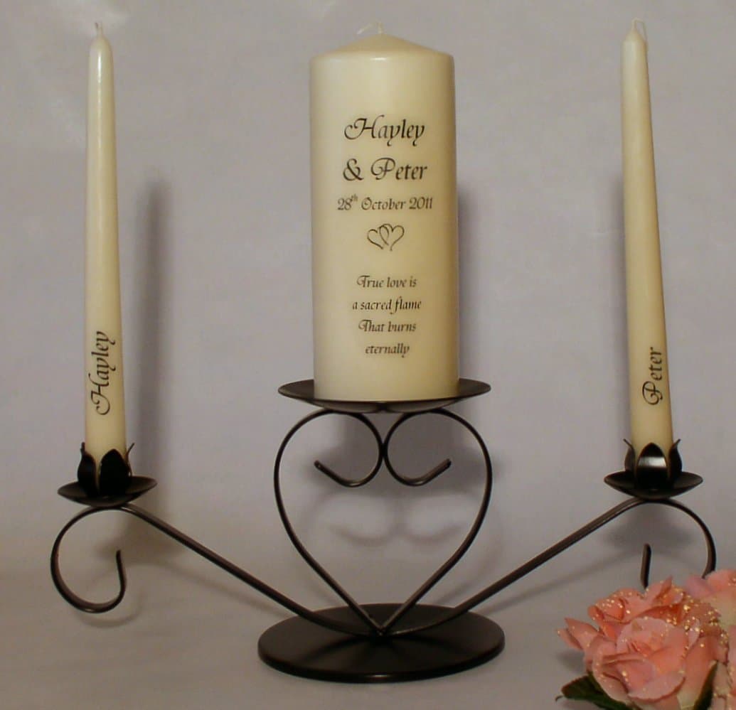 Eden Candles Personalised True Love Unity candle set including holder