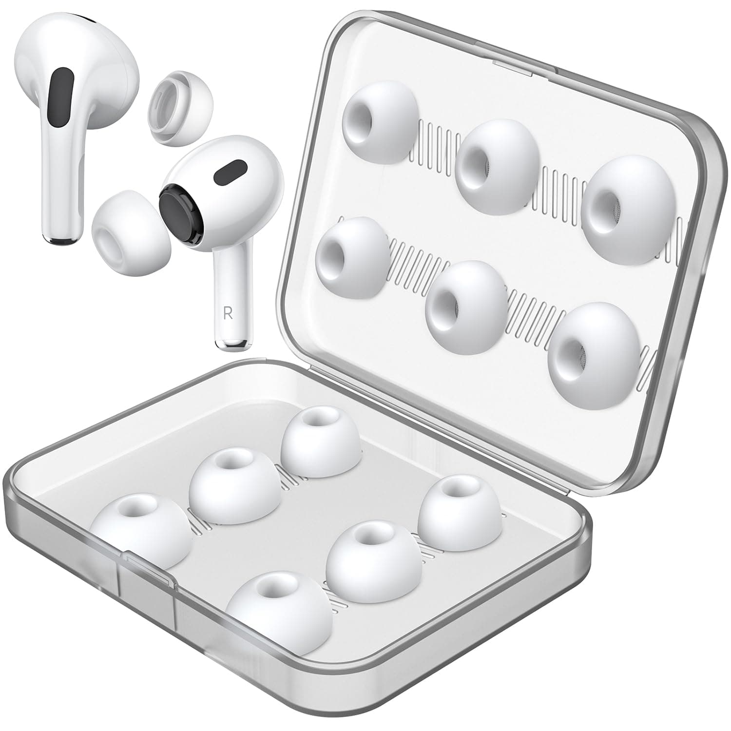 Link Dream 12 Pieces Replacement Ear Tips compatible with AirPods Pro/AirPods Pro 2 (2nd Generation) with Noise Reduction Hole, Silicon Ear Buds Tips with Portable Storage Box (S/M/L) (6 Pairs)