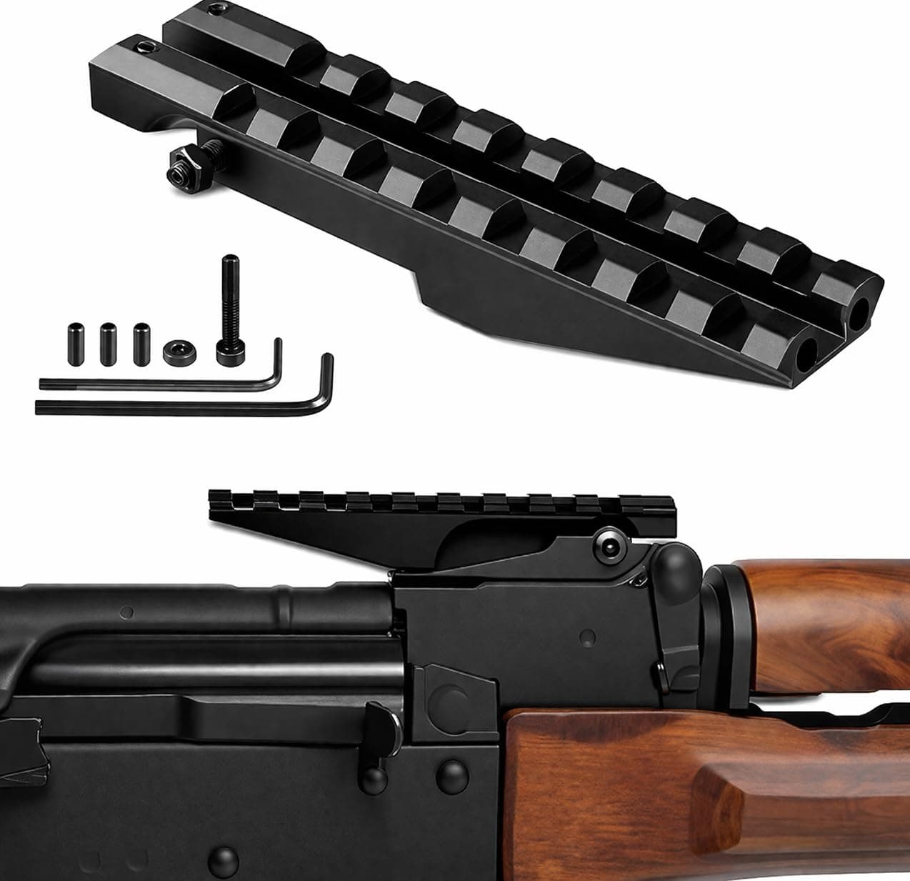 Gotical Low Profile Picatinny Scope Mount for A-K Series Rifles A-K Rear Sight A-K Series Rifles A-K Rear Sight Rail