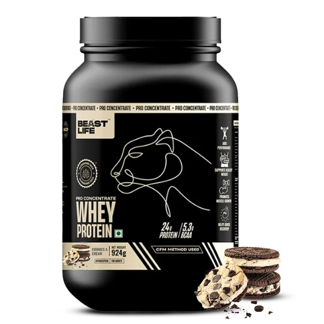 Pro 100% Whey Protein Powder| 2 Lbs | Cookie & Cream | Muscle Growth & Recovery|Fast Absorbing, No Bloating |Ultrasorb Tech For Fast Digestion|NABL Lab Certified | 24g Protein, 5.3g BCAA