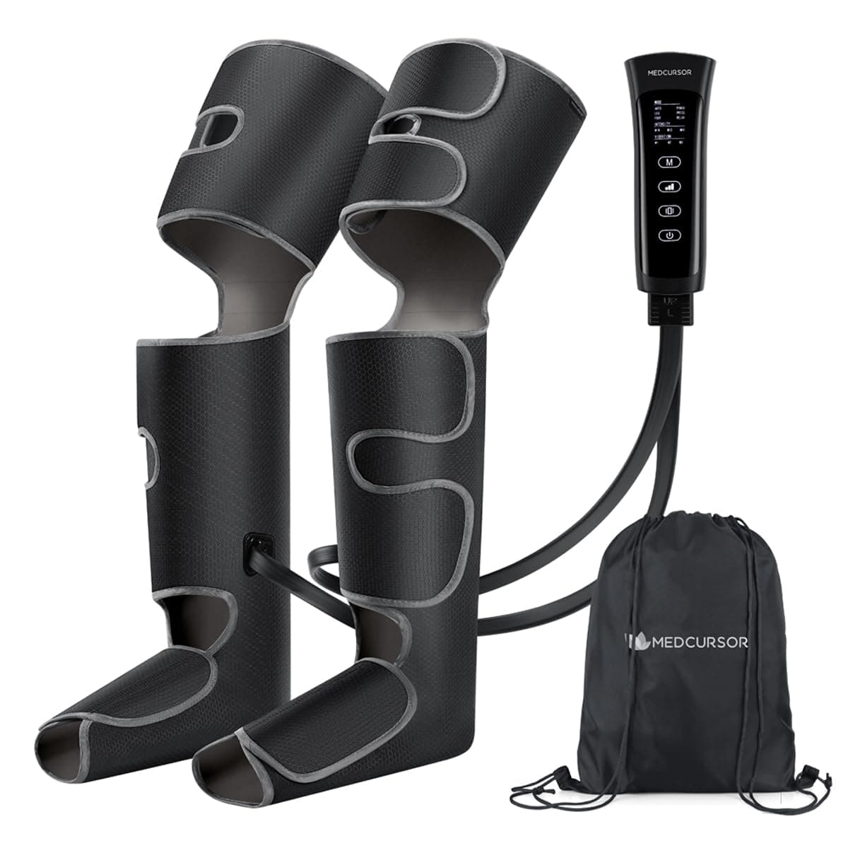 – Medcursor Air Compression Leg Massager, Foot Massager for Circulation and Pain Relief, 3 Intensities, 3 Vibration Functions, 6 Modes, 3-in-1 Leg Massage Machine, Gift for Mom, Dad