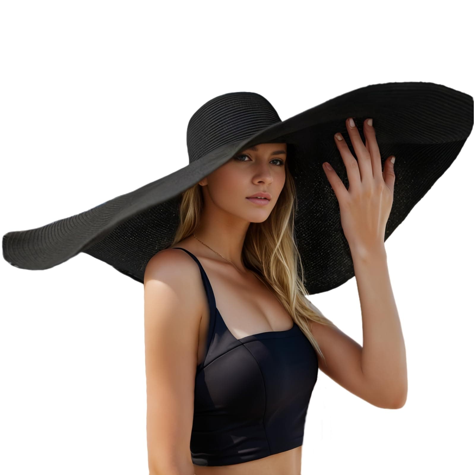 Oversized Beach Straw Hats for Women Floppy, Extra Large Sun Visor Hat Wide Brim Summer Roll Up Big Beach Hat Women Foldable