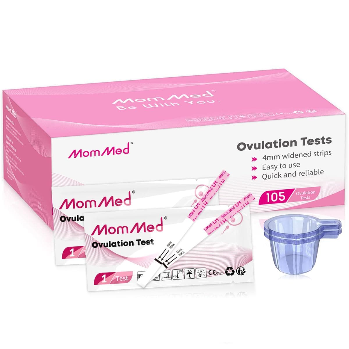 Ovulation Test Strips, 105 LH Ovulation Predictor Kit with 105 Collection Cups, Accurately Track Ovulation Test, High Sensitivity Result for Women Home Testing