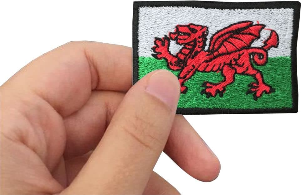 Embroidered Iron On/Sew On Wales flag patch, Welsh Dragon, Cymru