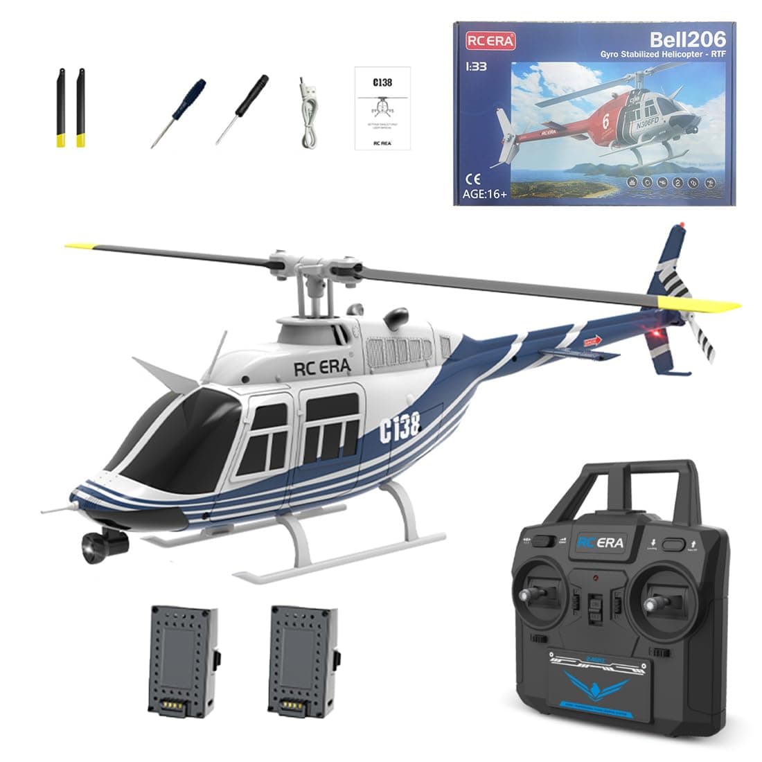 RC ERA C138 RC Helicopter with 6-axis Gyro, 2.4G 1/30 6CH RC Military Helicopter & 6G/3D Flips & One Key Take Off/Landing, Remote Control Airplane Toys for Adults Beginners - RTF